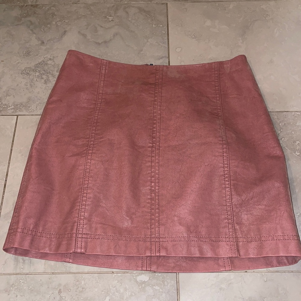 Free people pink leather mini skirt